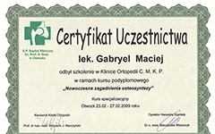 Maciej Gabryel Certyfikaty